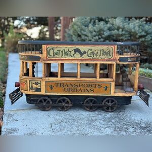 RARE 1930’s double decker Trolly handmade wooden + cast iron collectibles